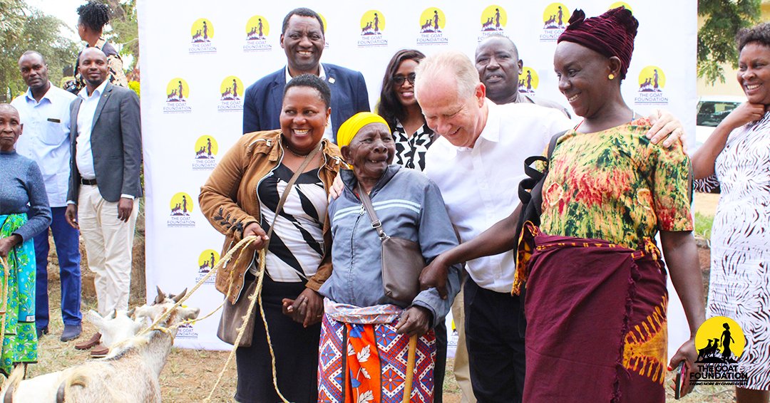 The Goat Foundation community event with widows receiving goats and community leaders